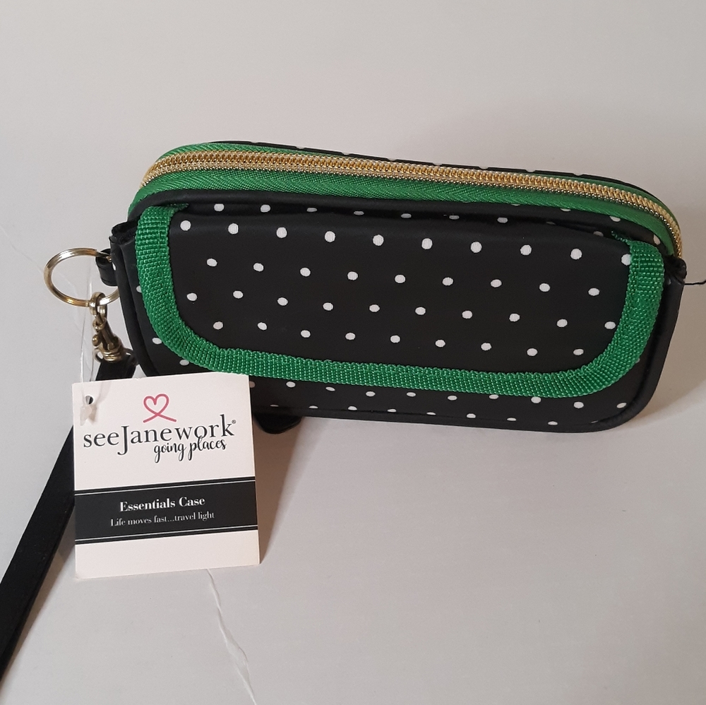 NWT Black Polka Dot Wristlet Wallet Phone Case